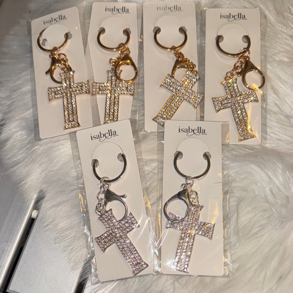 Isabella Sparkling Gold and Silver Cross Key Holders